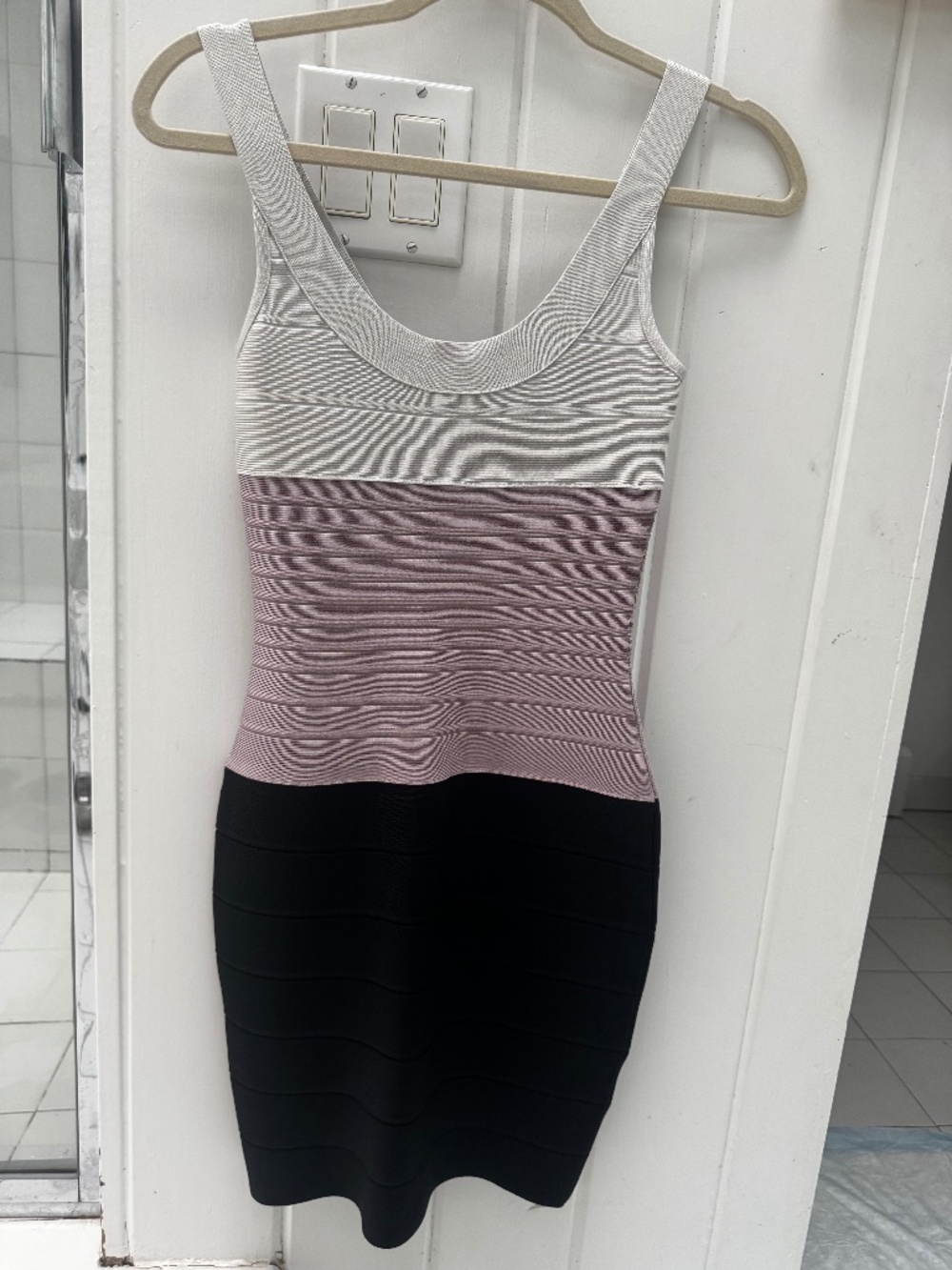 HERVE LEGER COLORBLOCK BODYCON MINI DRESS SIZS XS